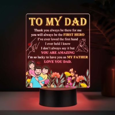 To My Dad UV Print 7 Color LED Night Lamp Fathers Day Gift Acrylic Light